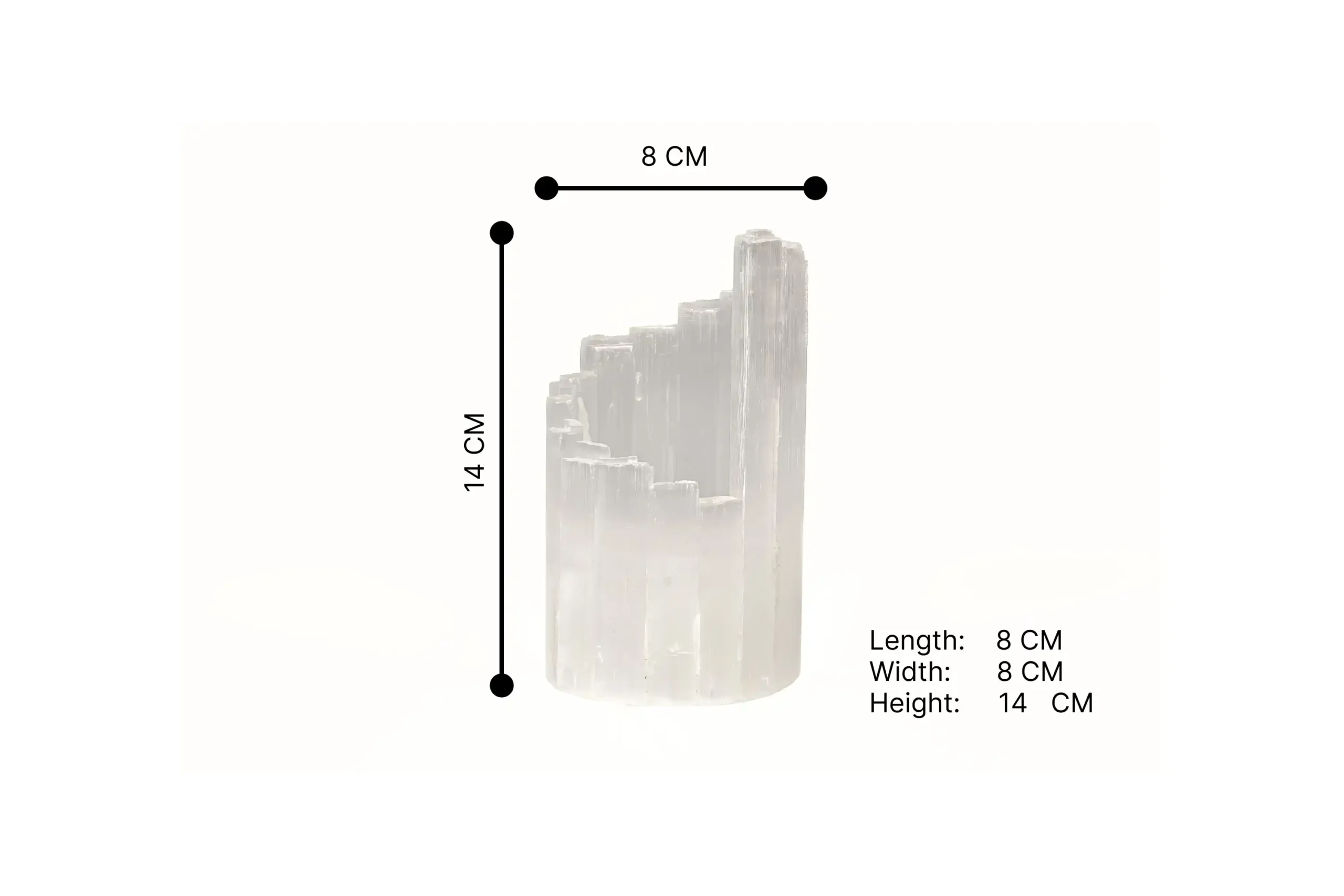 002-White Selenite Stairs THL Selenite round M -6 1