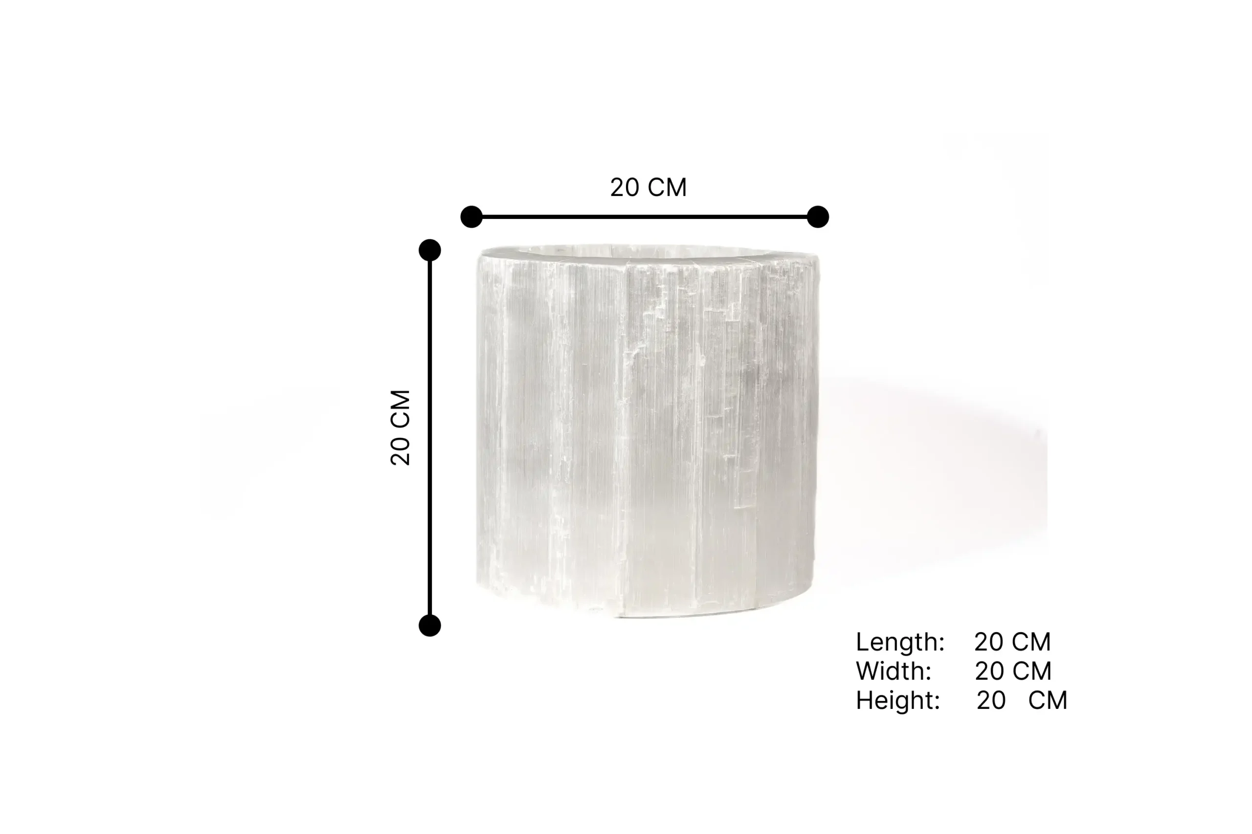 008-White Selenite White Selenite Hurricane-2 XXL mesure