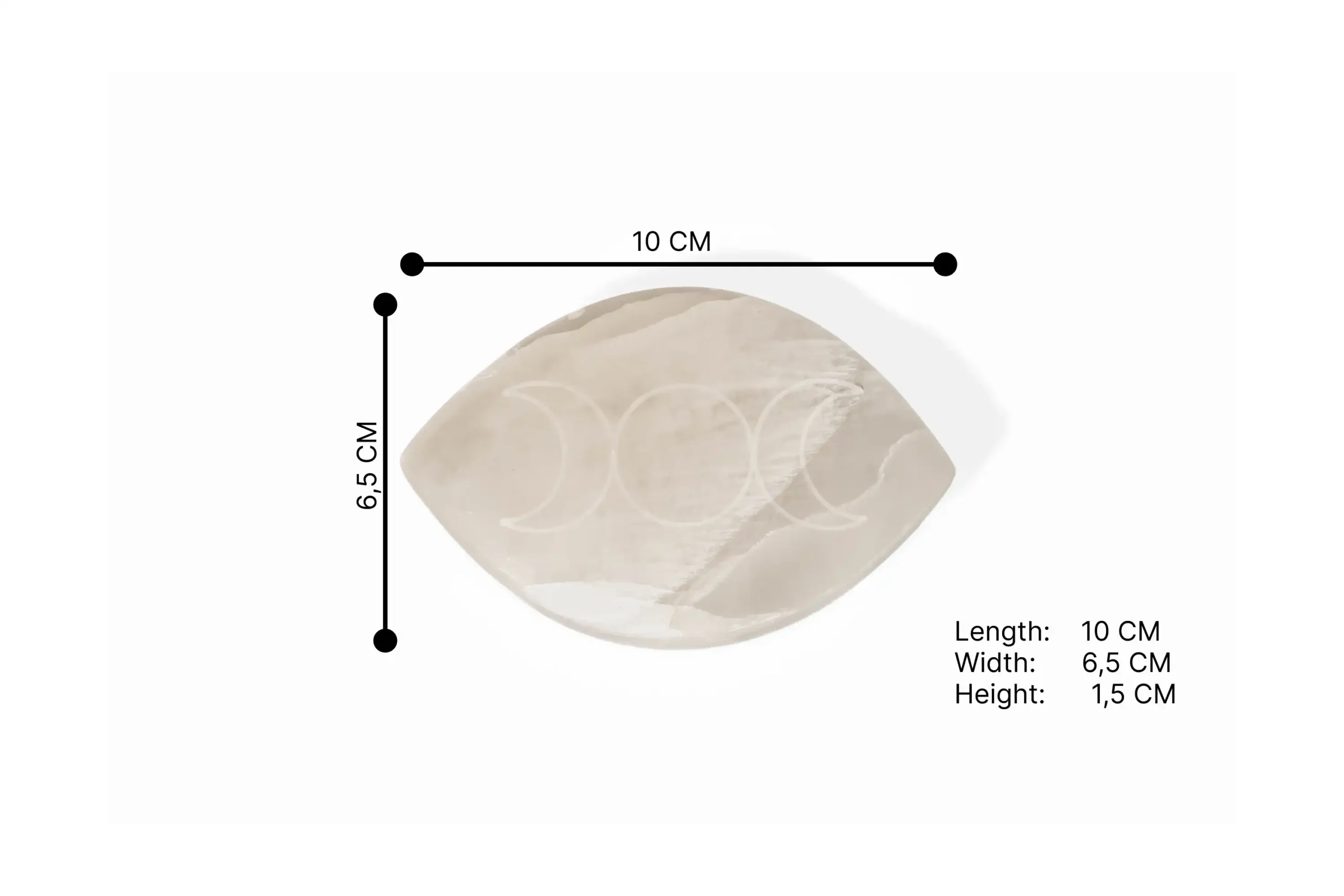 0089-White Selenite Charging plate Moon Phases Eye M