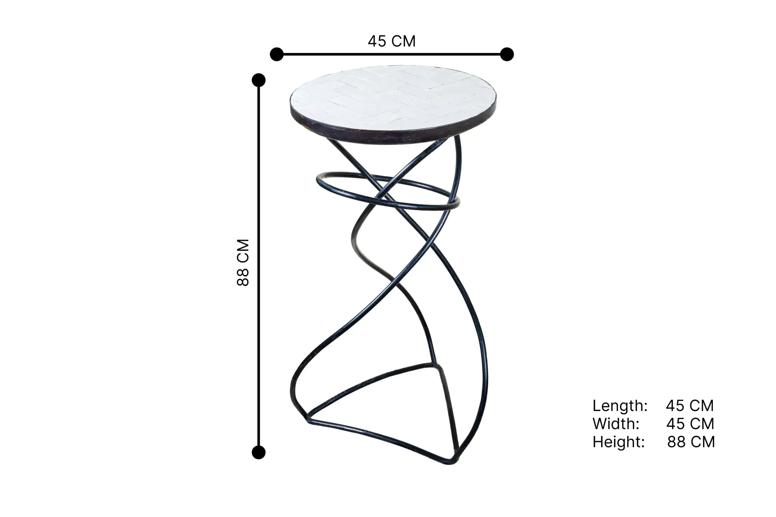 198- Snow White Tiles Round Table ST
