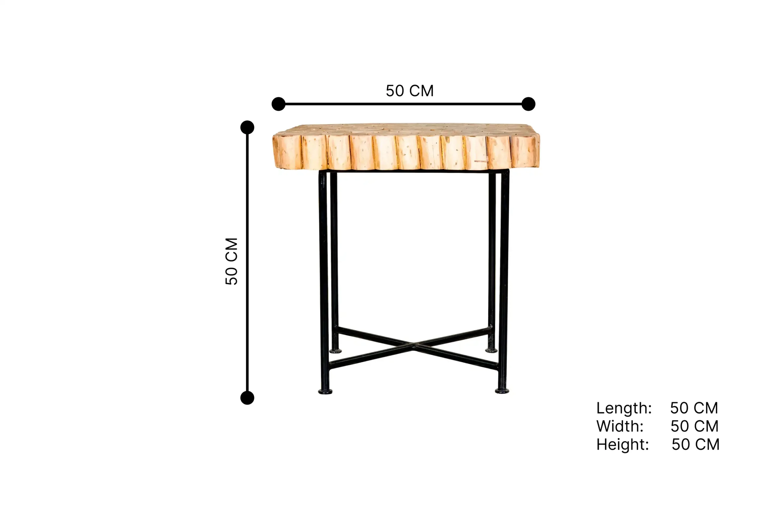 215- Wooden slices square tables ST