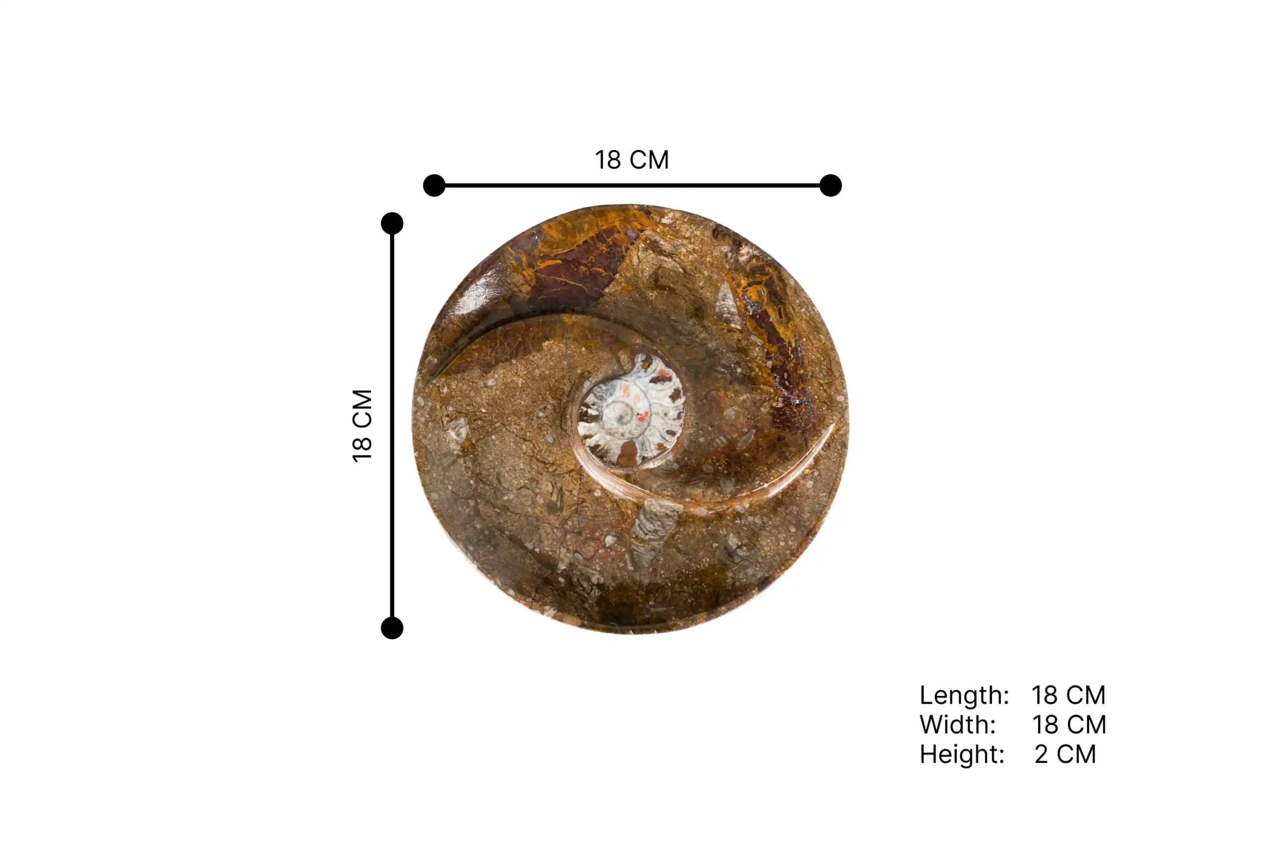 235-Round Brown Fossil Bowl ST